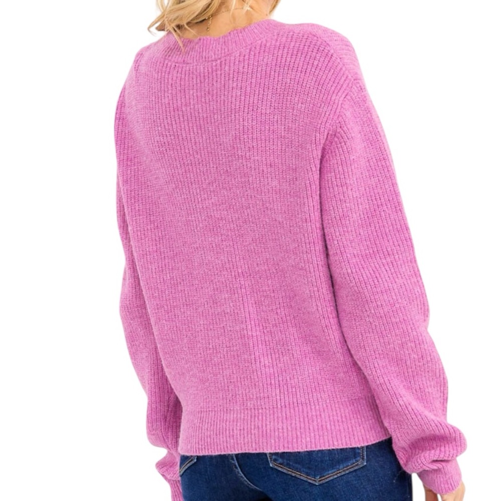 Pink Heart Embellished Women's Sweater - Picture 3 of 3